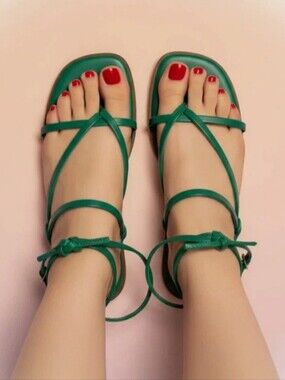 Joie Green Strappy Ankle-Tie Sandals